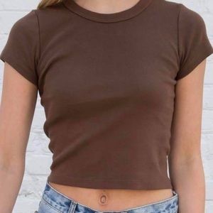 Brandy Melville Brown Cropped T-shirt
